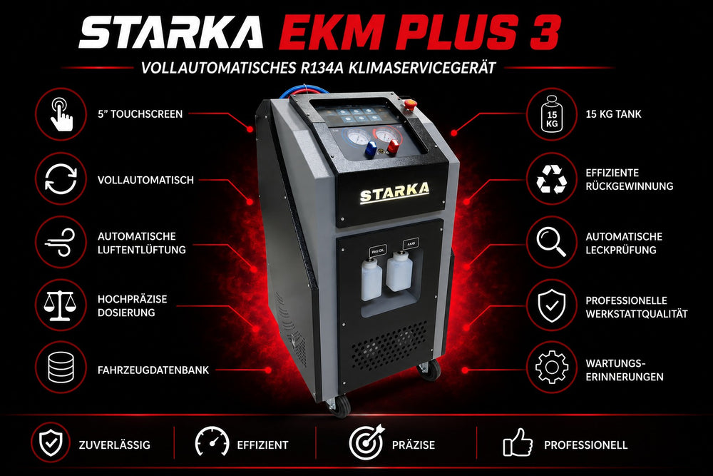 Vollautomatisches R134a Klimaservicegerät – 15 kg Tank, Touchscreen & Automatische Entlüftung.