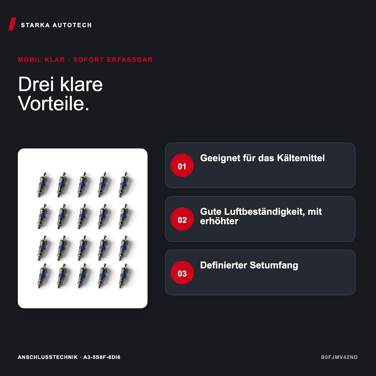 Ventileinsatz für R134a – 20 Stück – Spezial-Ventilnadel für Kältemittel