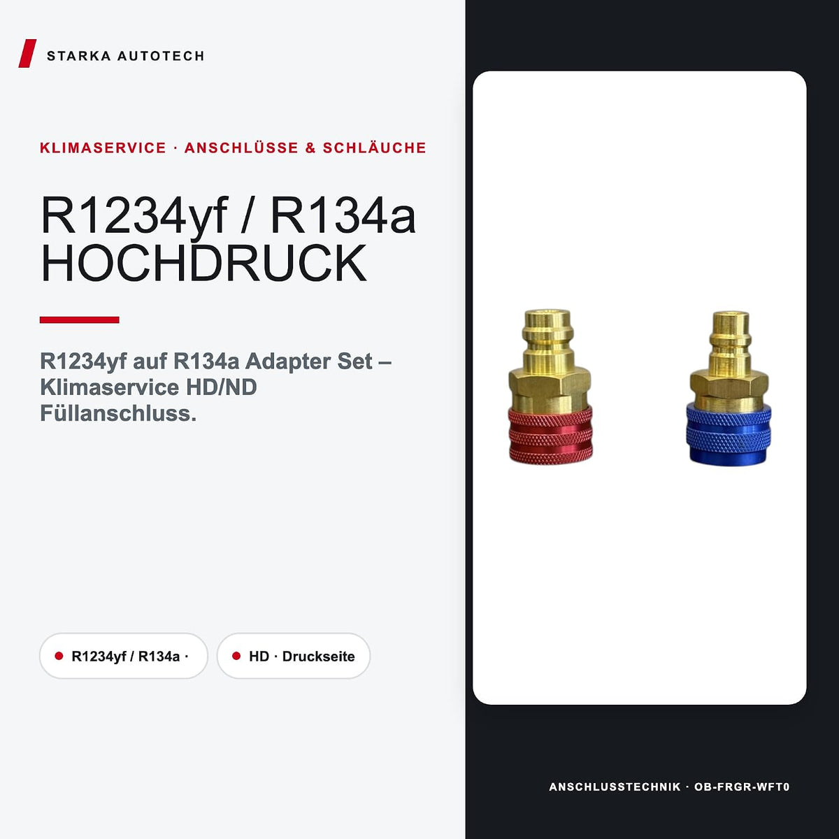 R134a auf R1234yf Adapter-Set – HD/ND-Serviceanschlüsse für Klimaservice