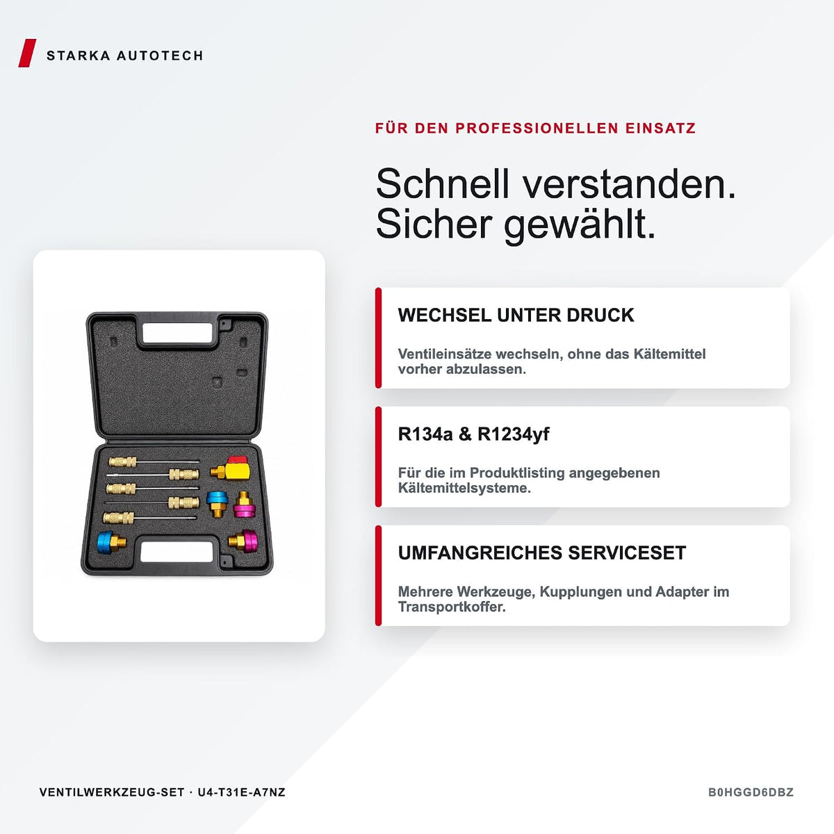 Universal Ventilkern-Ausbau- und Einbauwerkzeug-Set für Klima- und Kälteanlagen – R134a & R1234yf – Ventilwechsel unter Druck ohne Entleerung