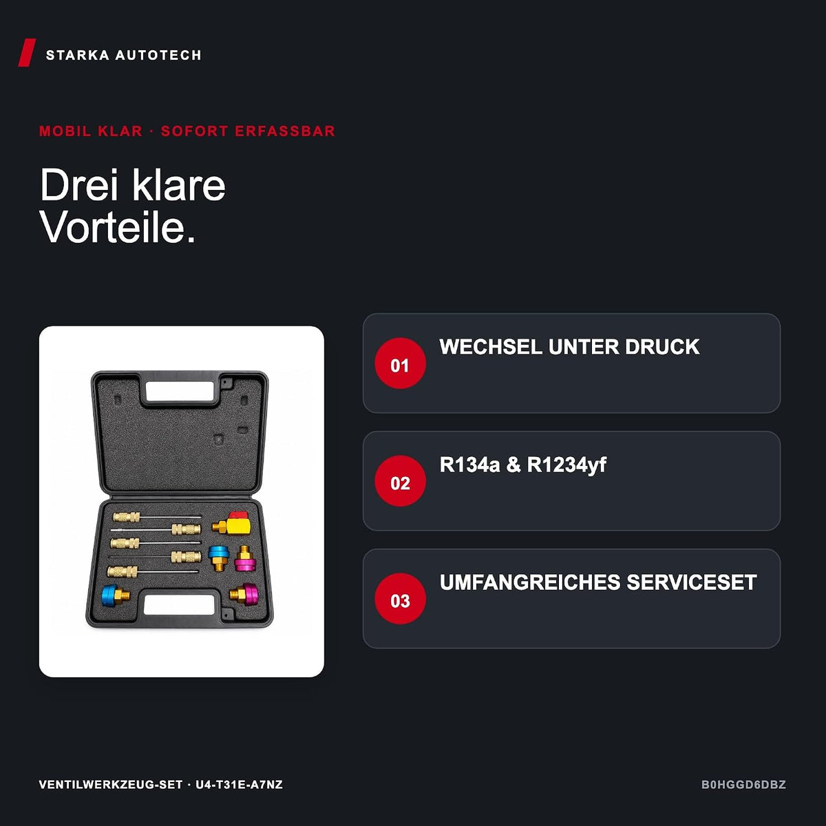 Universal Ventilkern-Ausbau- und Einbauwerkzeug-Set für Klima- und Kälteanlagen – R134a & R1234yf – Ventilwechsel unter Druck ohne Entleerung