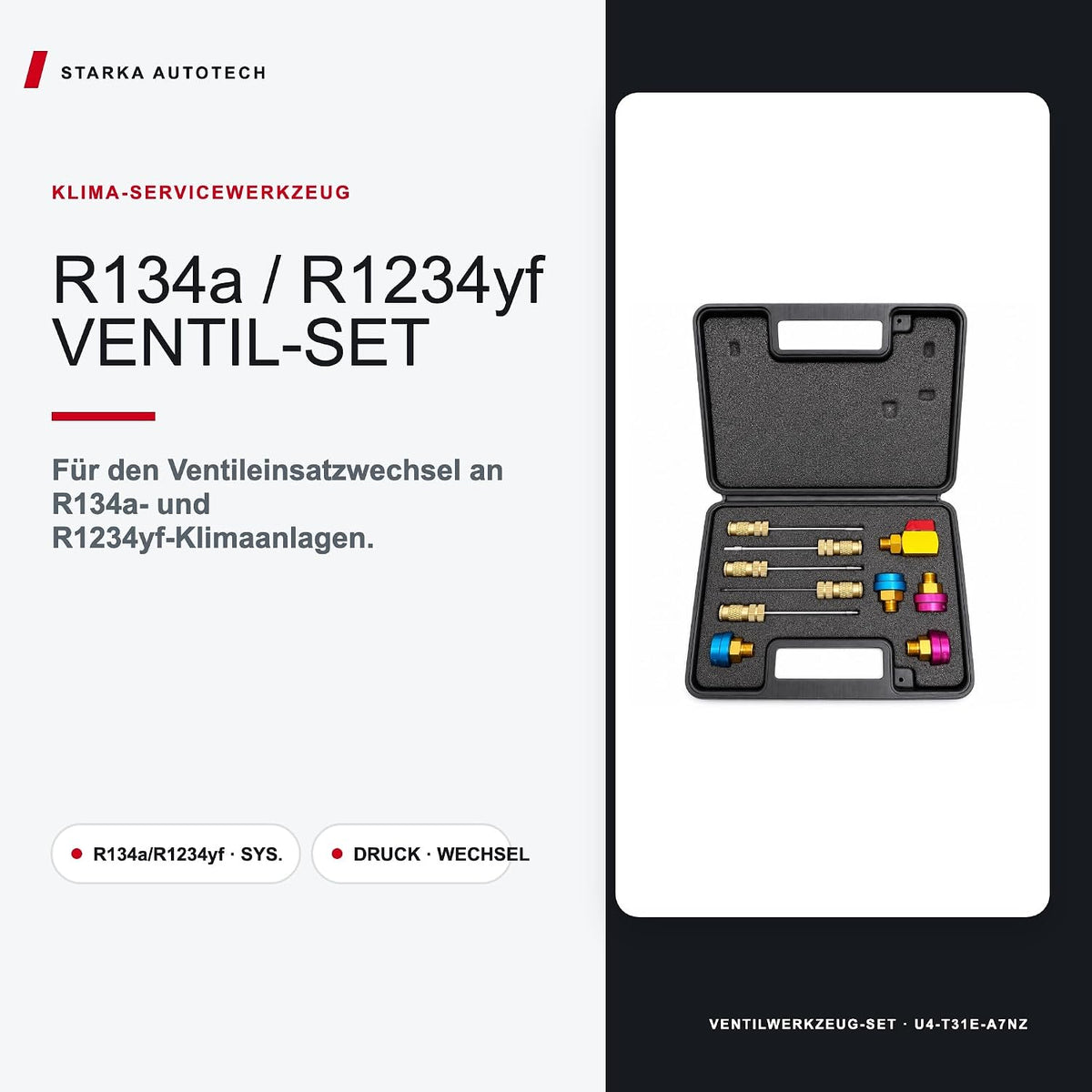Universal Ventilkern-Ausbau- und Einbauwerkzeug-Set für Klima- und Kälteanlagen – R134a & R1234yf – Ventilwechsel unter Druck ohne Entleerung