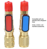1/4” SAE Kugelventil Adapter Set – Absperrventile für Kältemittel-Serviceschläuche (2er Set, Rot & Blau)