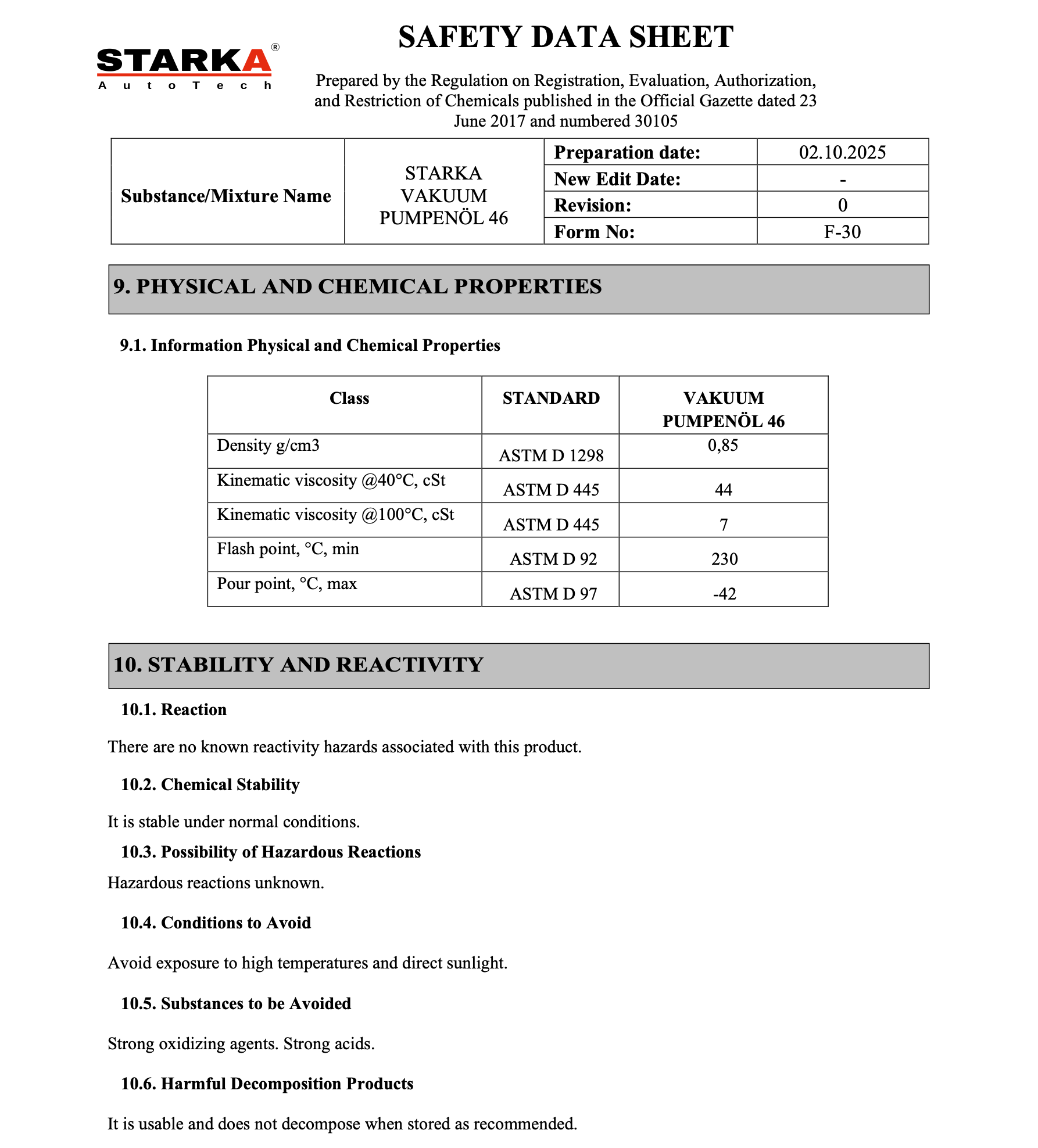 STARKA Vakuum Pumpenöl ISO VG46