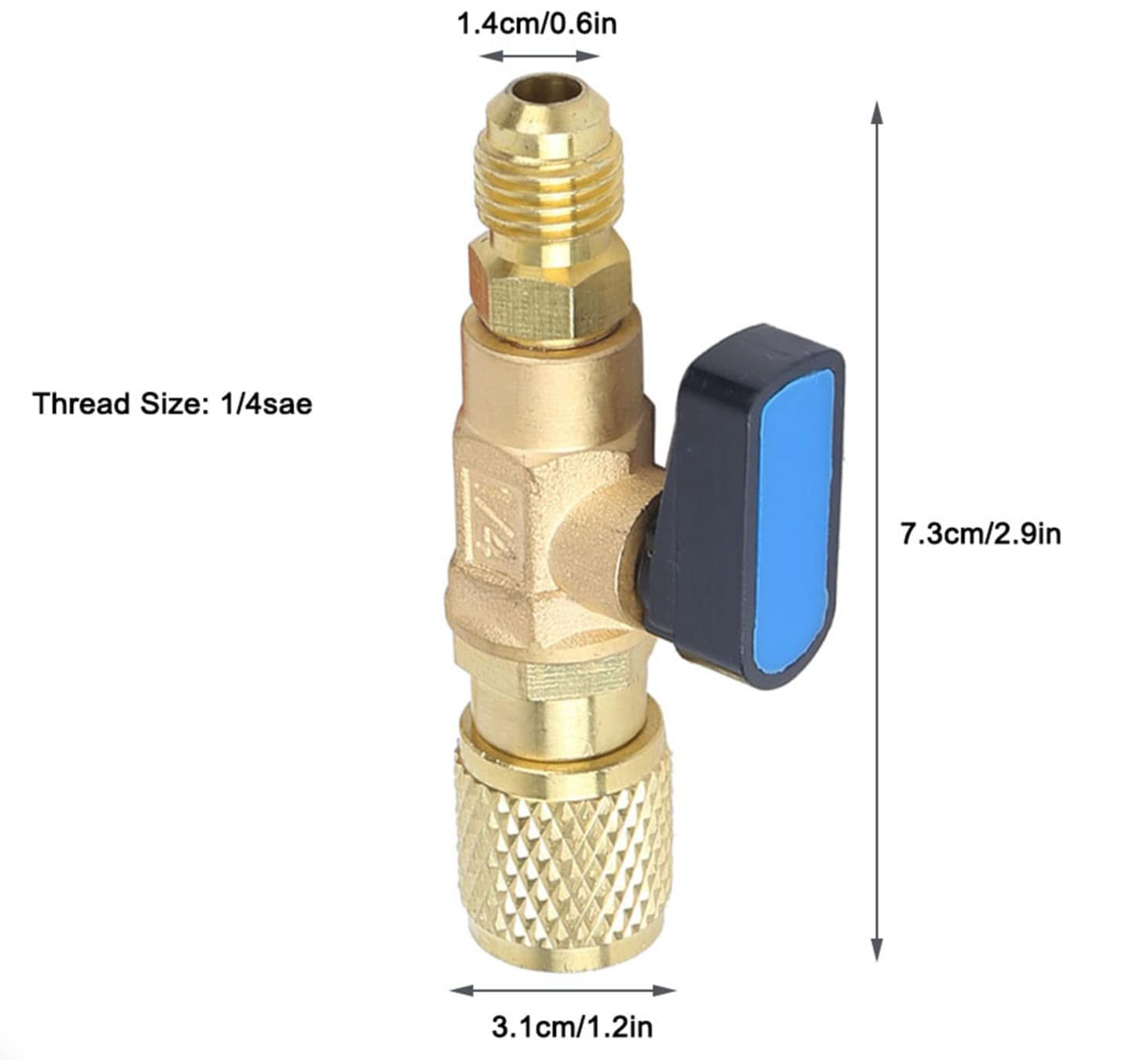 1/4” SAE Kugelventil Adapter Set – Absperrventile für Kältemittel-Serviceschläuche (2er Set, Rot & Blau)