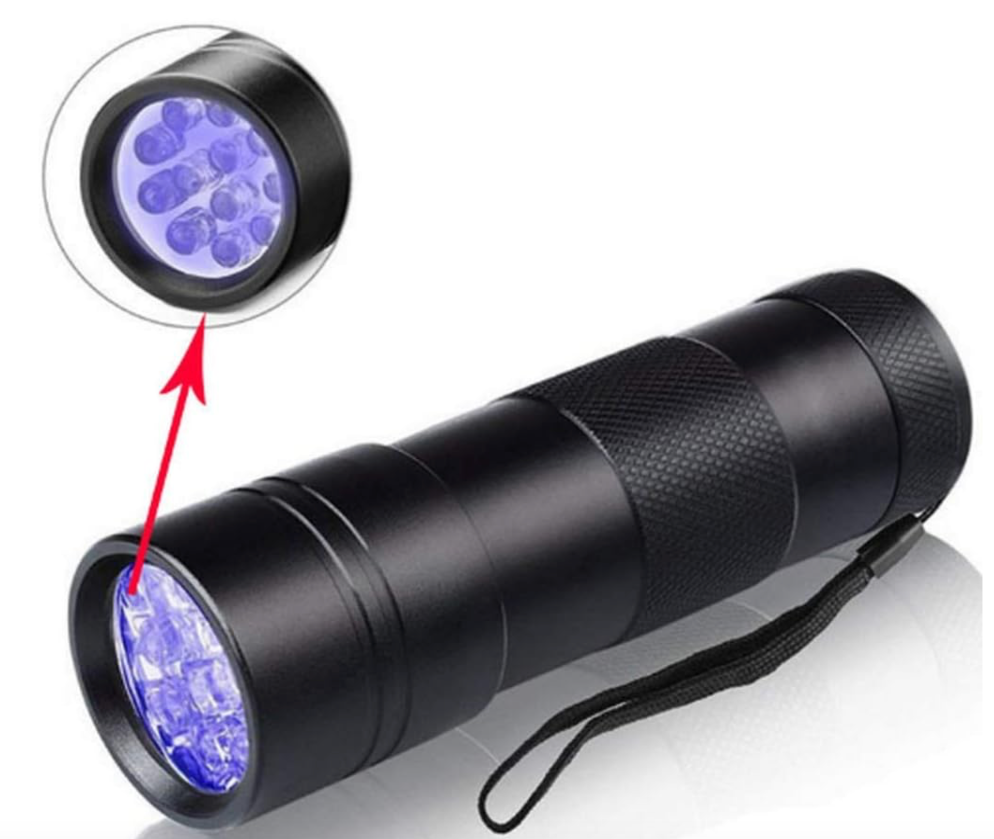 UV-Taschenlampe mit 12 LED-Perlen Schwarz 395 nm