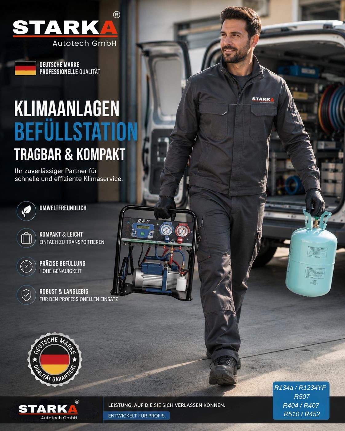 Tragbares automatisches Kältemittelfüllgerät für Klimaanlagen R134A, R1234yf, R404,R407 R513