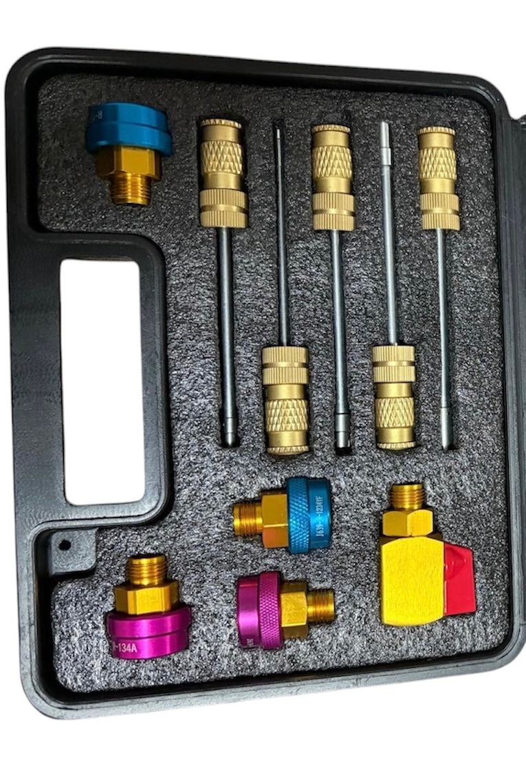 Universal Ventilkern-Ausbau- und Einbauwerkzeug-Set für Klima- und Kälteanlagen – Ventilwechsel ohne Kältemittelverlust – R134a & R1234yf